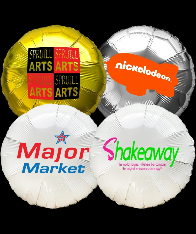 Custom mylar balloons in round shape.