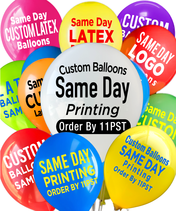 same day balloons – custom printed & shipped same day or it's free