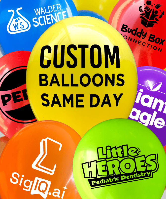 same day balloons – custom printed & shipped same day or it's free